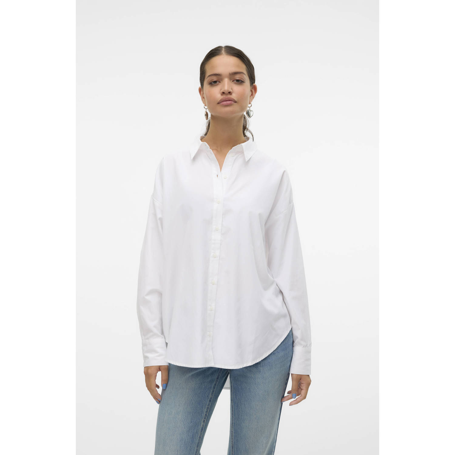 Vero Moda Oversized overhemdblouse van katoenmix model 'FANNI'