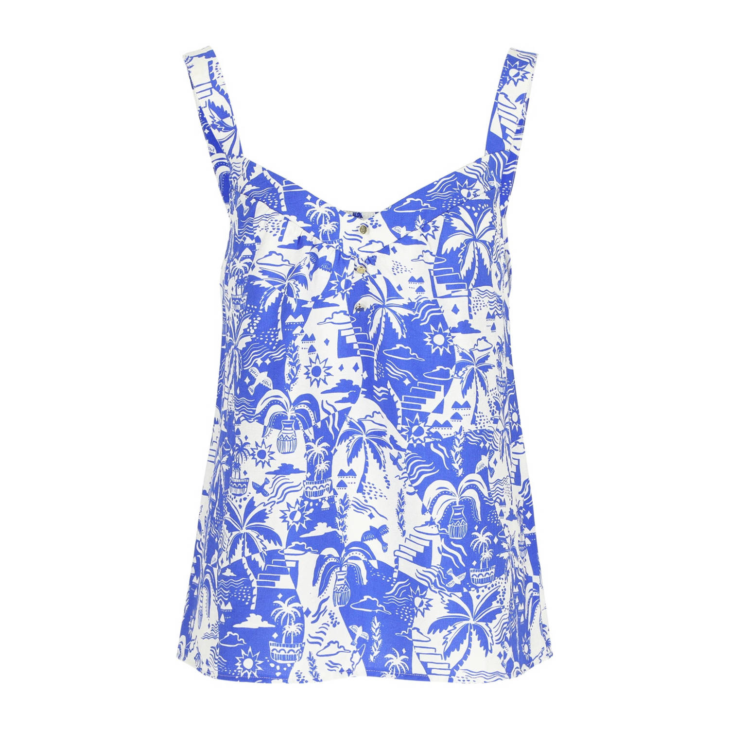 LOLALIZA top met all over print blauw wit