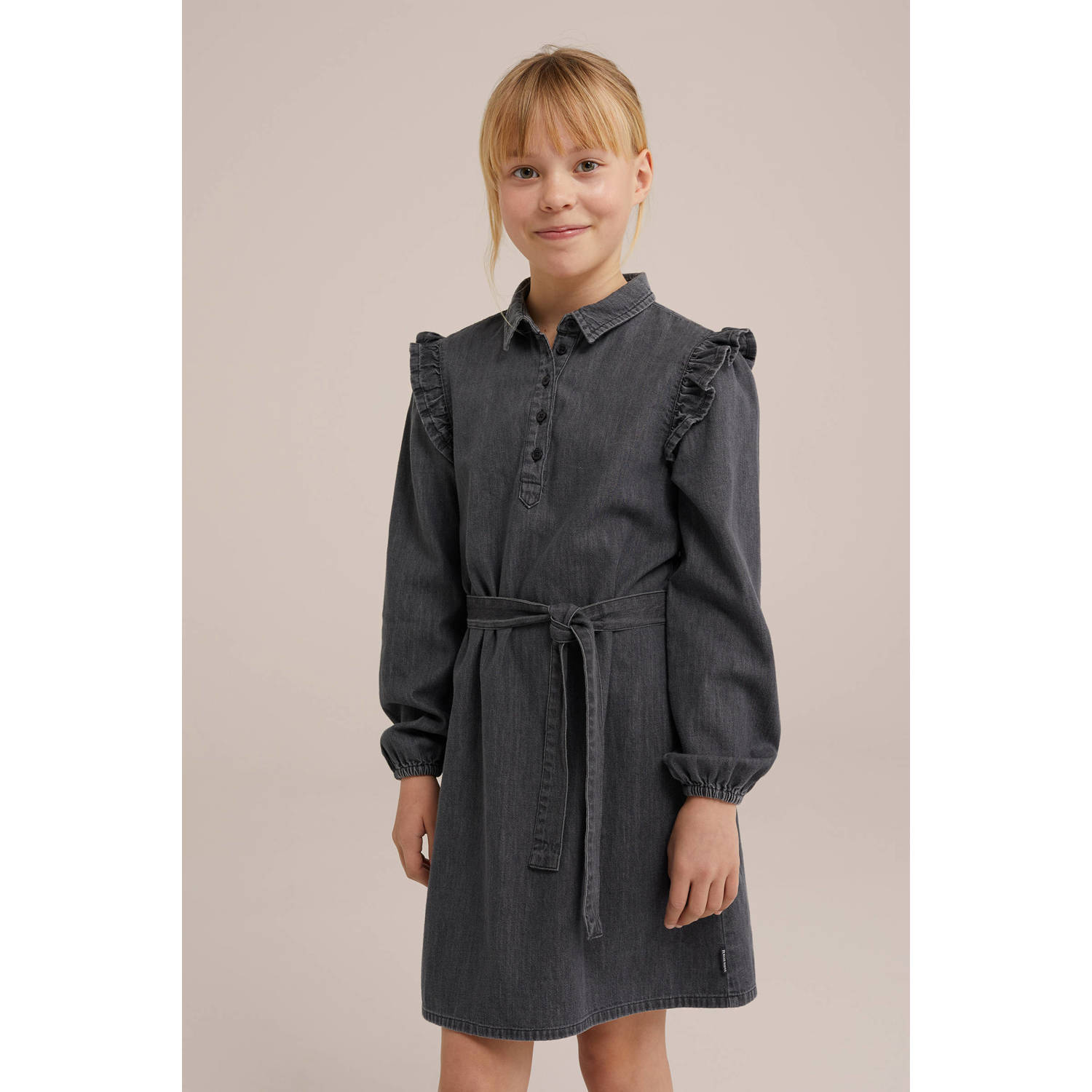 WE Fashion spijkerjurk grey denim Grijs Effen 122 128