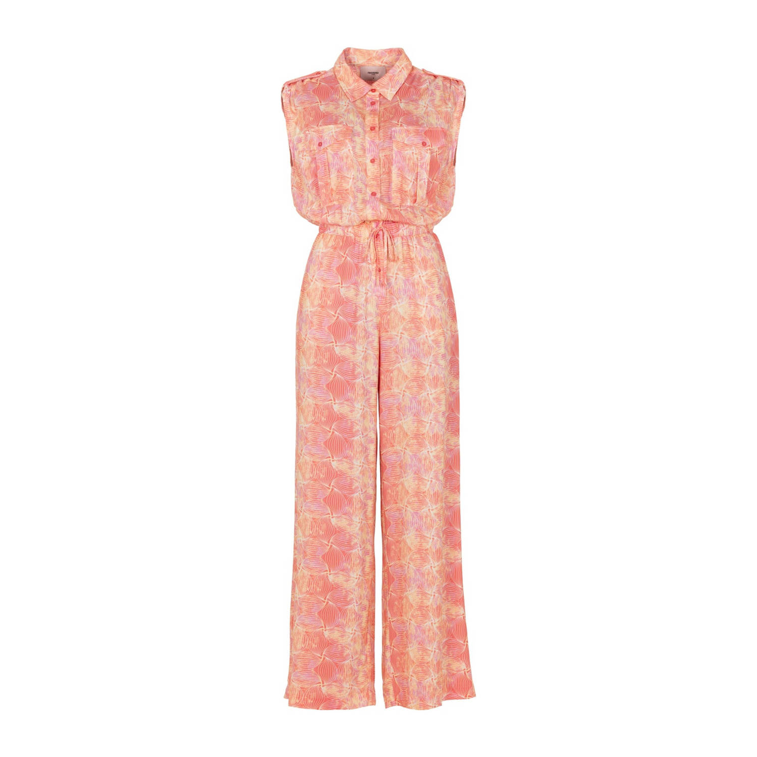 Freebird jumpsuit met all over print oranje roze