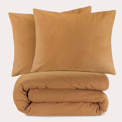 Wehkamp NOUS Living flanellen dekbedovertrek 2-persoons bruin (200x220 cm) aanbieding