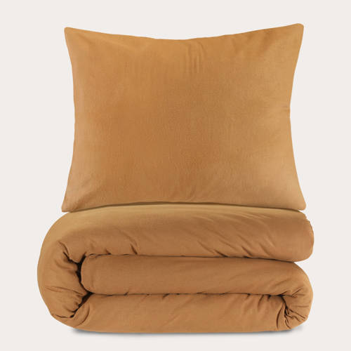 Wehkamp NOUS Living flanellen dekbedovertrek 1-persoons bruin (140x220 cm) aanbieding