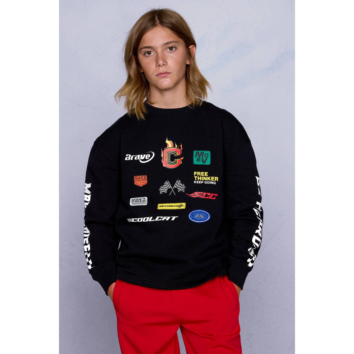 Coolcat Sweater Tyler met Racer Logo's en Patches