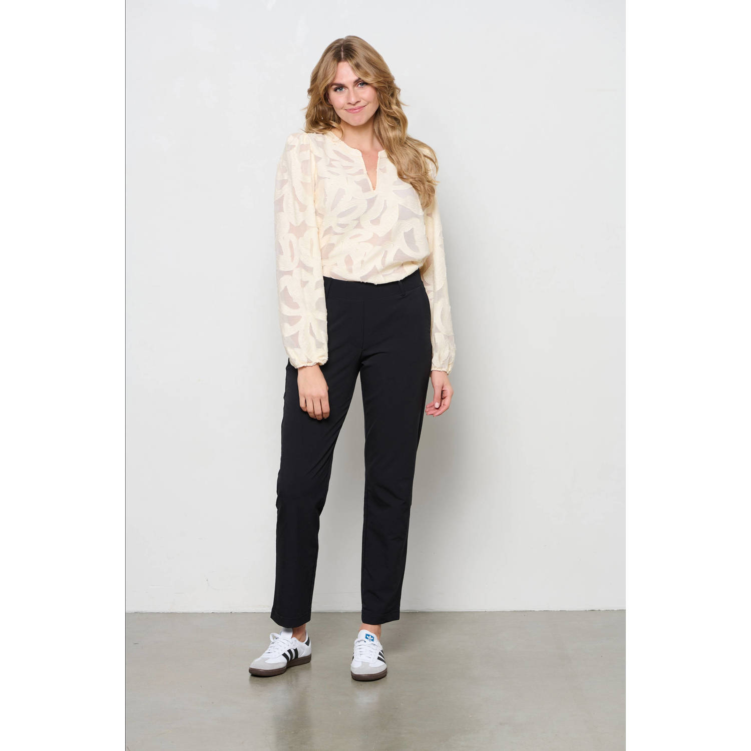 &Co Woman Emily Jacquard Lange Mouw Top White Dames