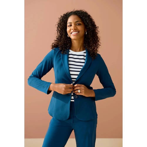&Co Woman rechtvallende blazer PHILEINE van travelstof blauw afbeelding