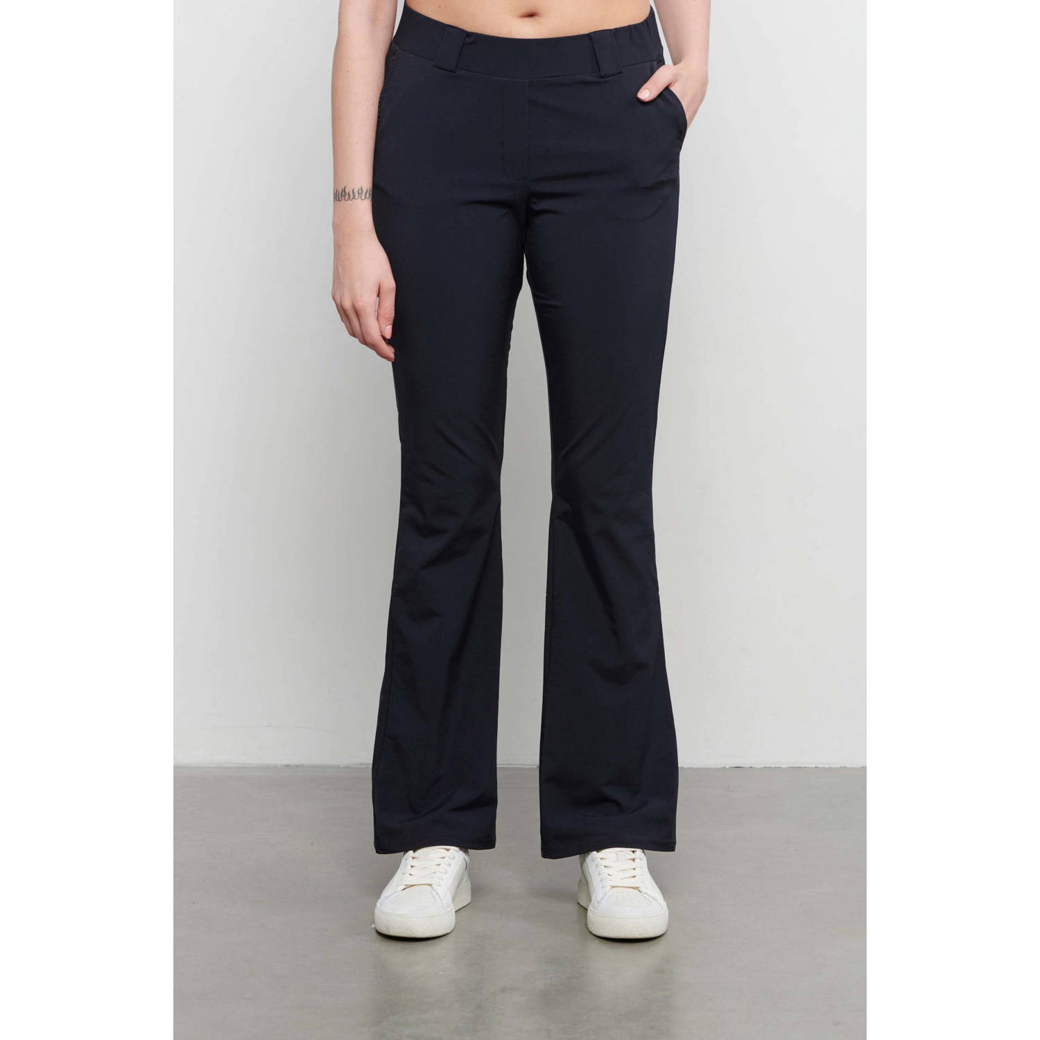&Co Woman flared broek PENELOPE van travelstof marine