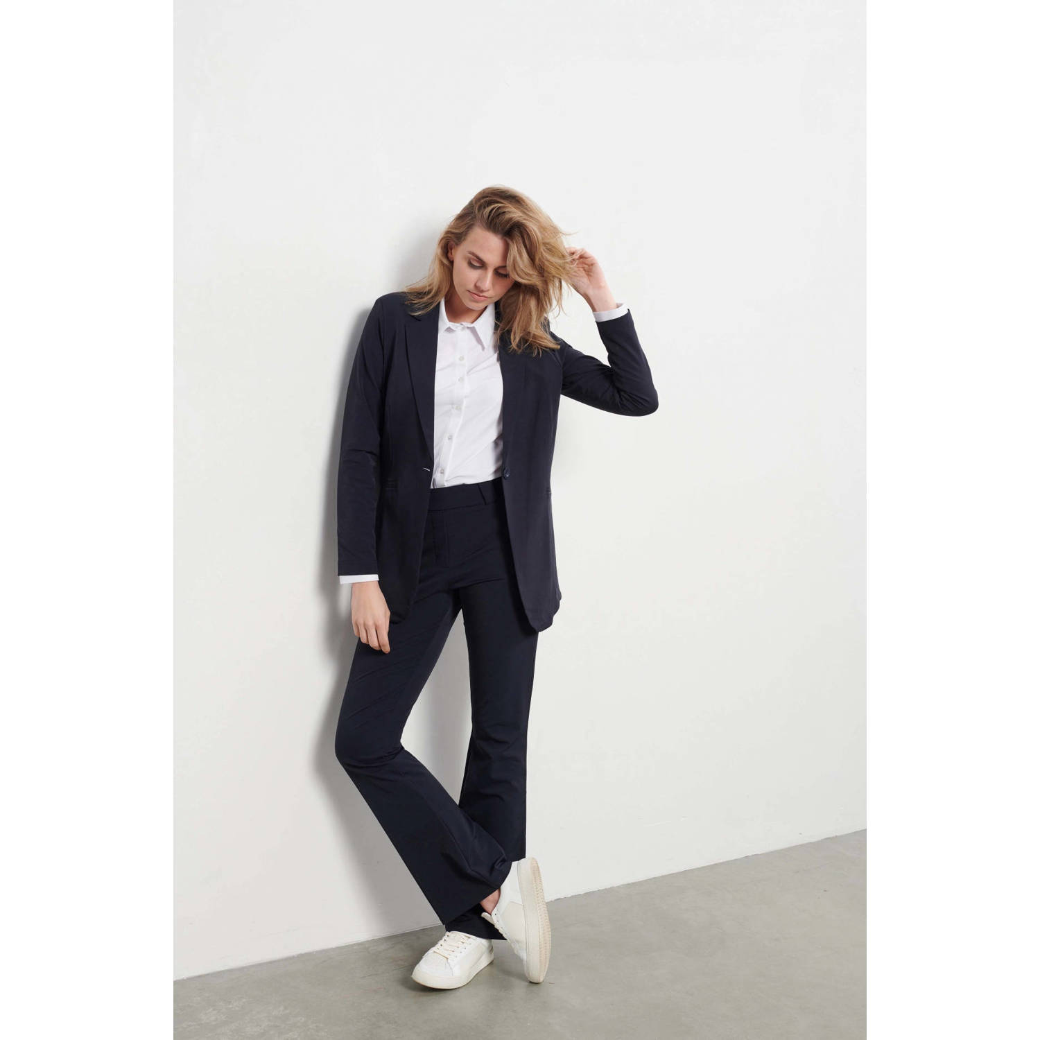 &Co Woman flared broek PENELOPE van travelstof marine