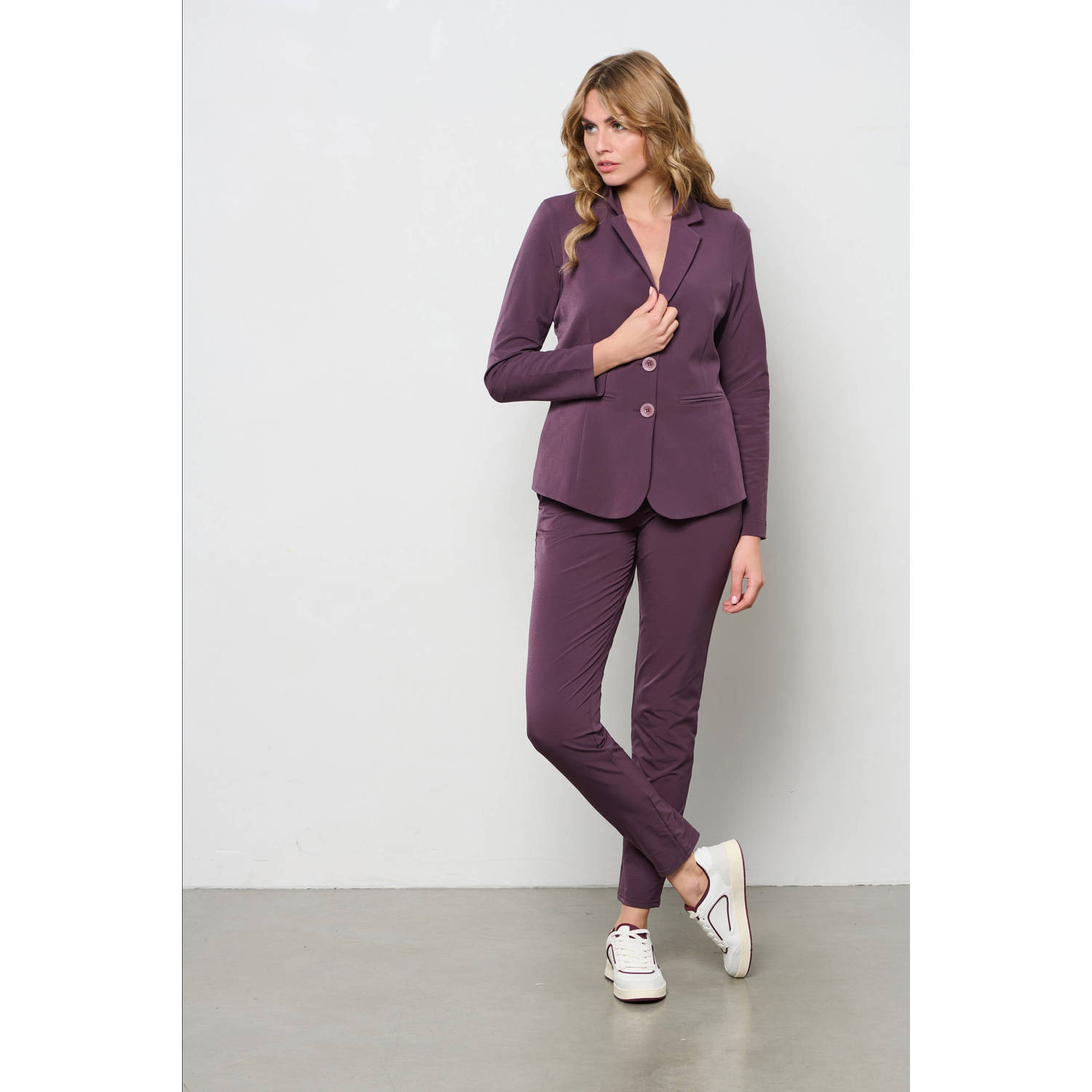 &Co Woman regular fit broek PENNY TRAVEL donkerpaars