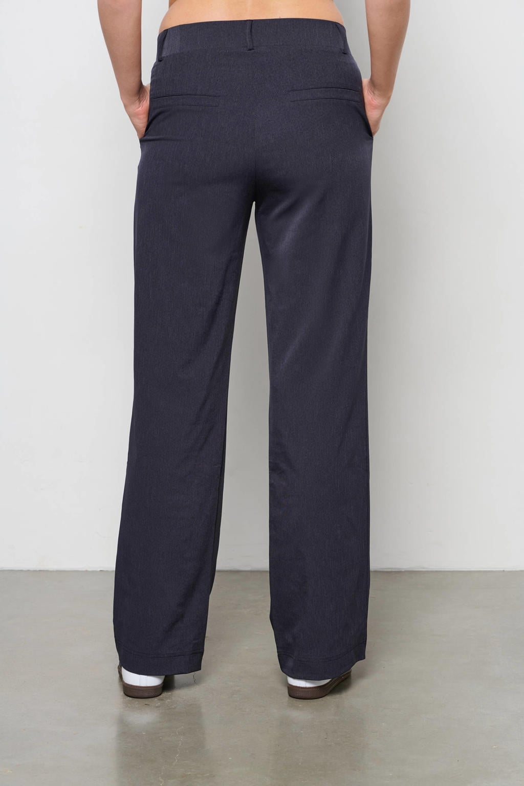 Antraciete dames &Co Woman straight fit broek TRAVEL van polyamide met regular waist, elastische tailleband en effen