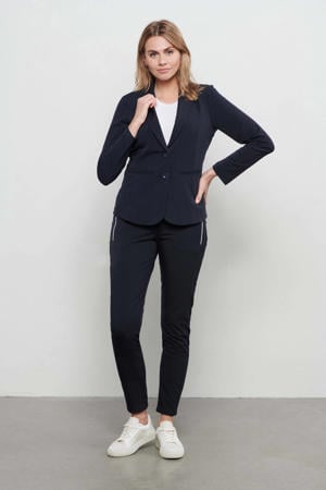 rechtvallende blazer PHILEINE van travelstof marineblauw
