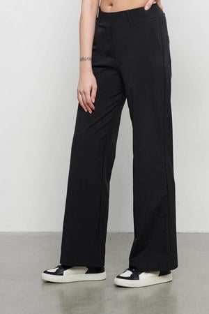 straight fit pantalon PATRICE van travelstof zwart