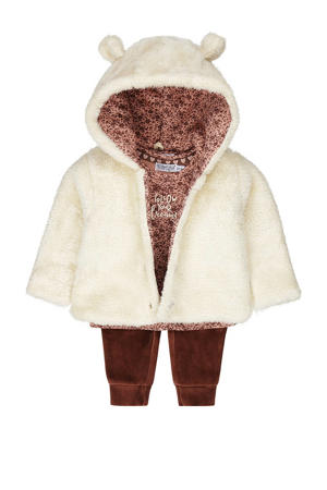 jas + shirt + broek ecru/lichtroze/bruin