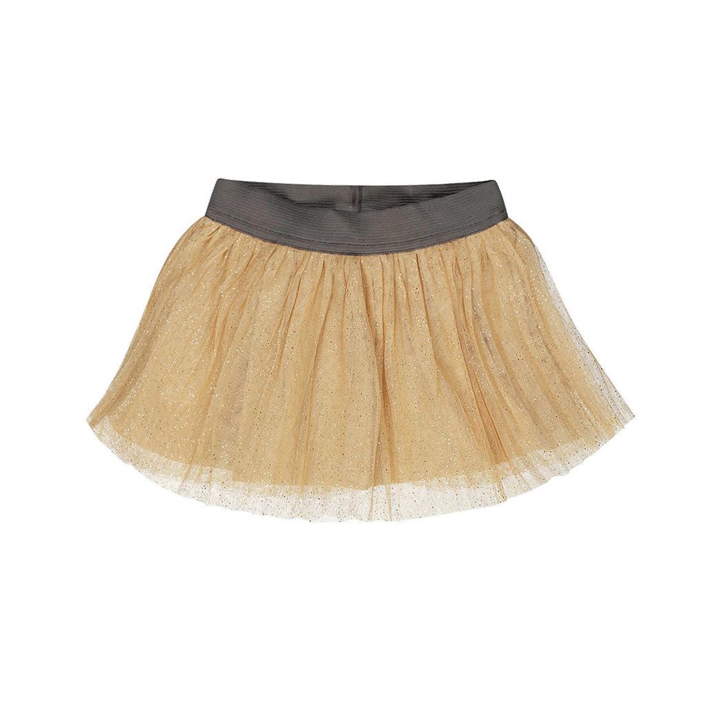 Beige en grijze meisjes Dirkje korte rok met glitter gemaakt van katoen en met elastische tailleband