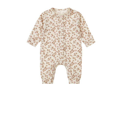 Dirkje baby boxpak met all over print lichtbruin/roze/ecru afbeelding