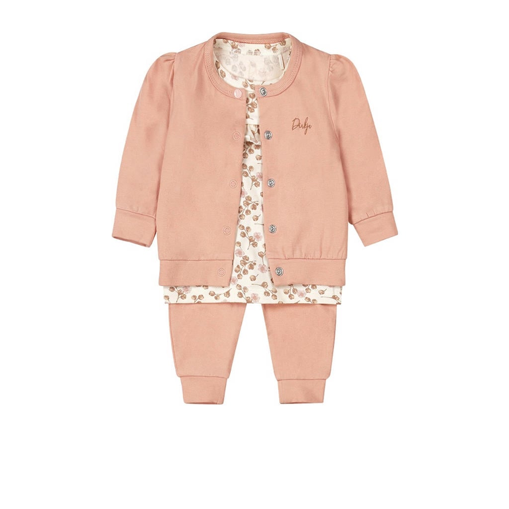 Dirkje vest + longsleeve + broek roze/offwhite
