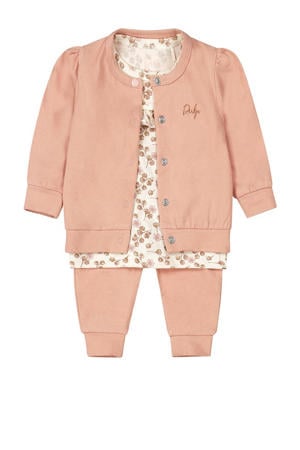 vest + longsleeve + broek roze/offwhite
