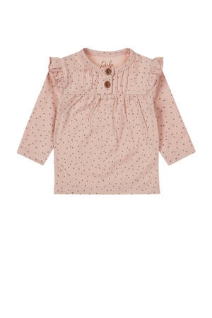 baby longsleeve met all over print en ruches roze