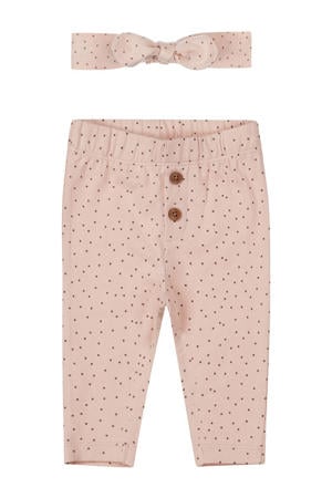 baby broek + haarband roze
