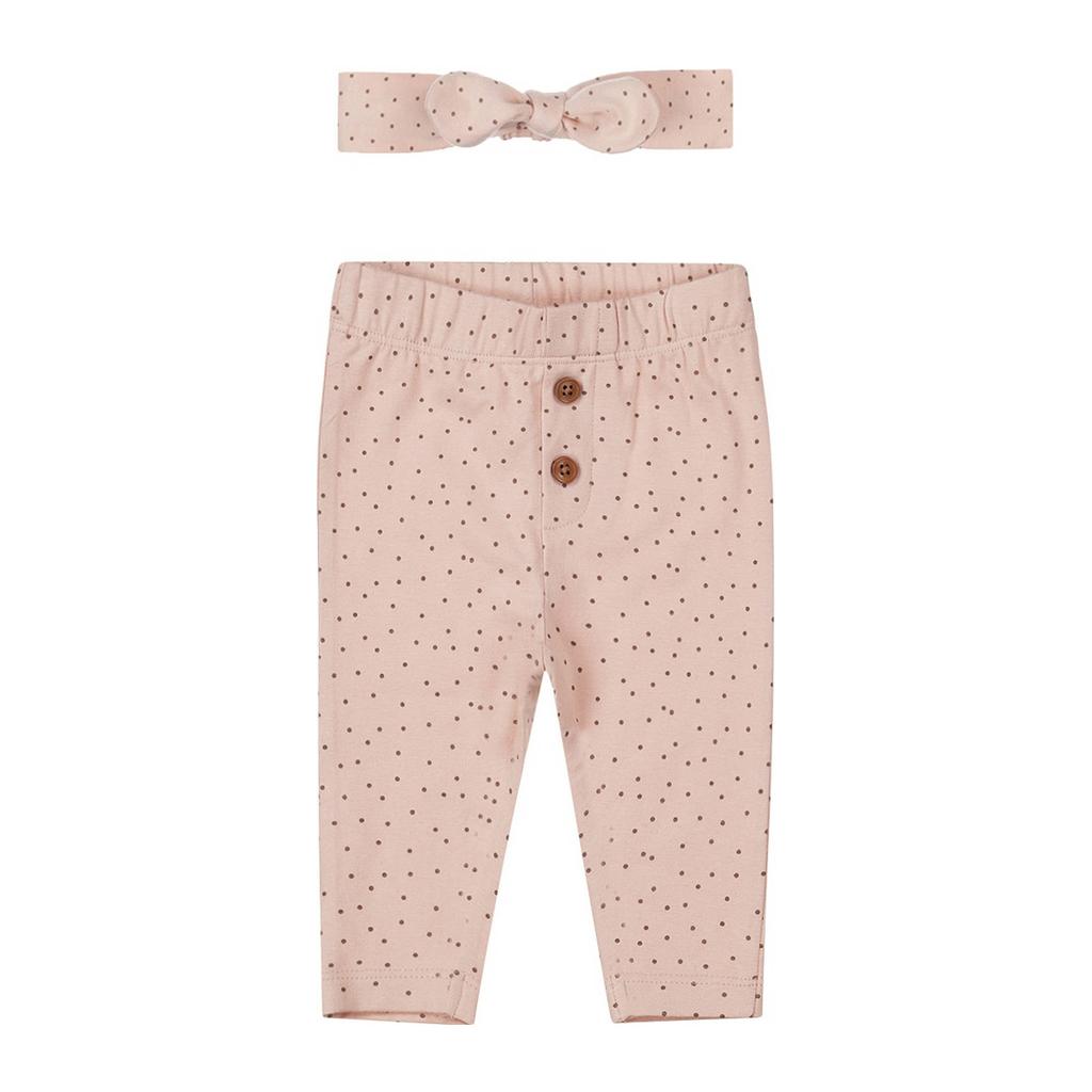 Roze meisjes Dirkje baby broek haarband van stretchkatoen
