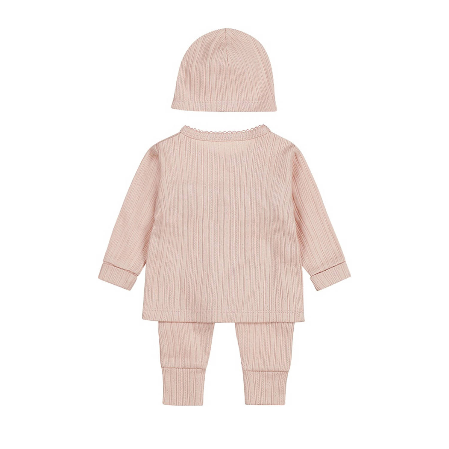 Dirkje overslagshirt + broek + muts roze