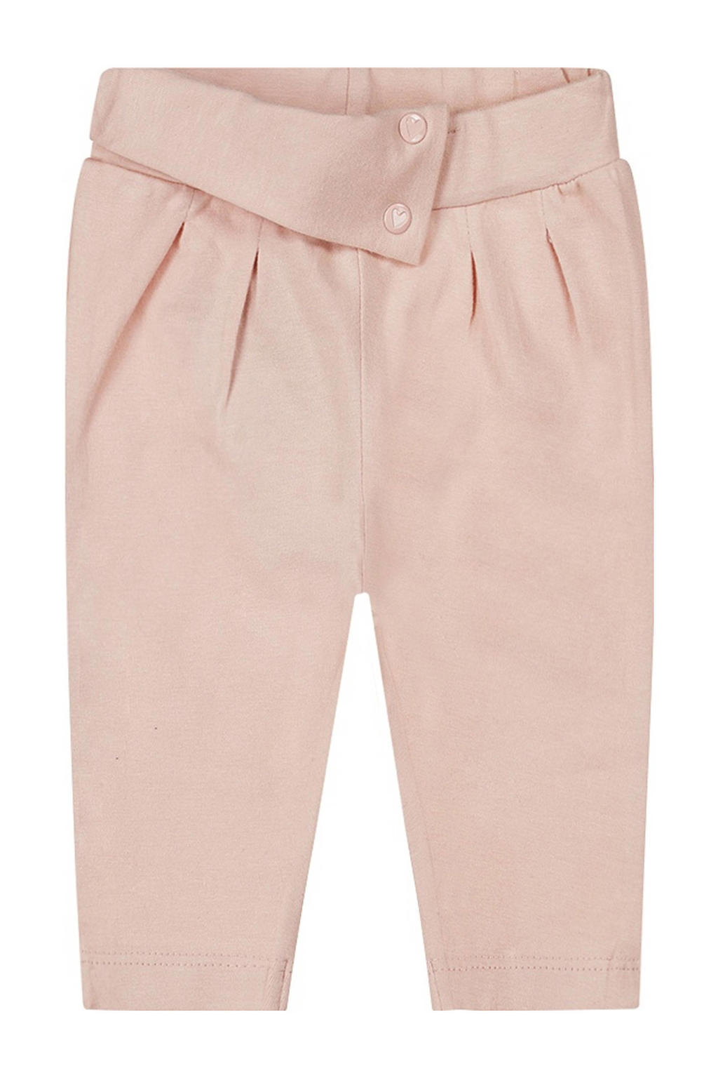 Roze meisjes Dirkje baby broek van stretchkatoen met elastische tailleband en effen