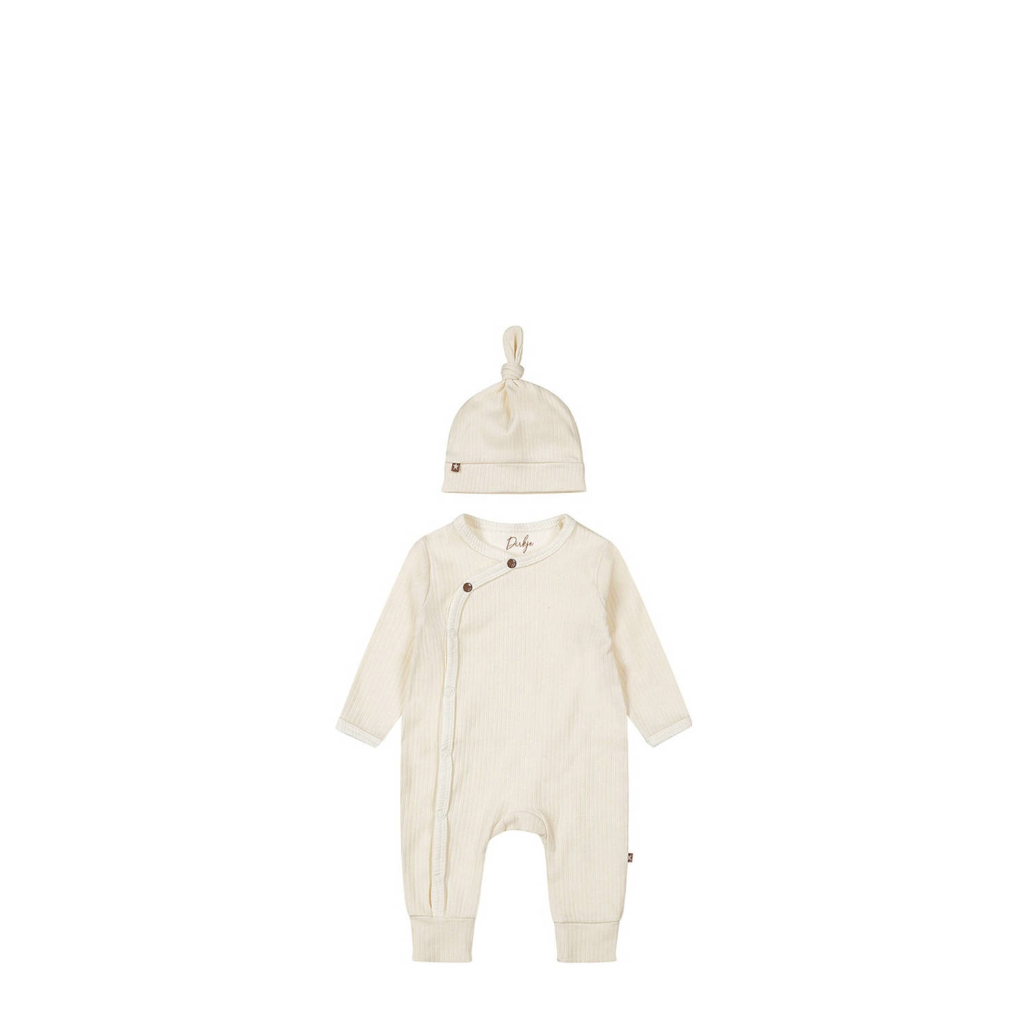 Dirkje boxpak + muts offwhite Ecru Katoen V-hals Effen 44