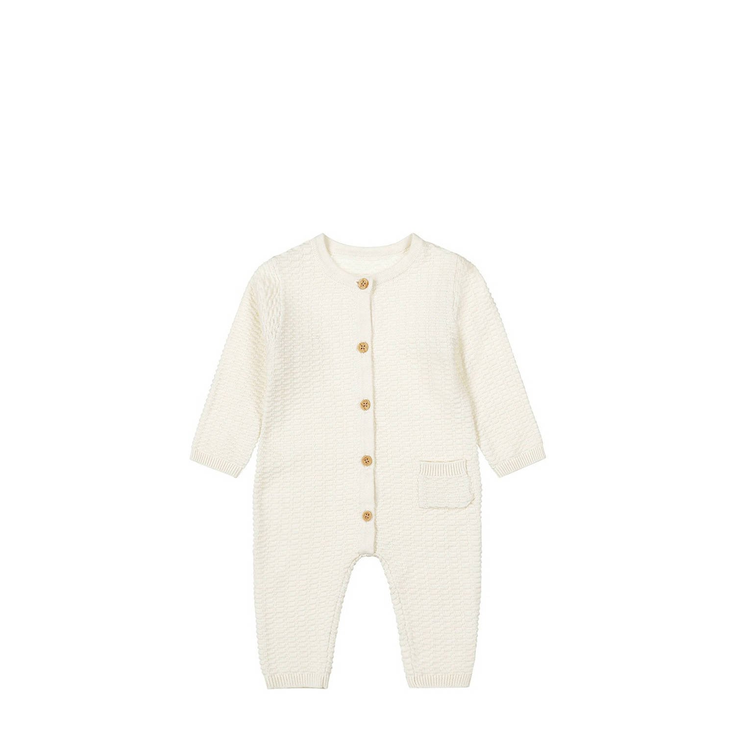 Dirkje baby boxpak offwhite Ecru Katoen Ronde hals Effen 44