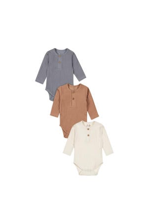 romper - bruin/blauw/wit (set van 3)
