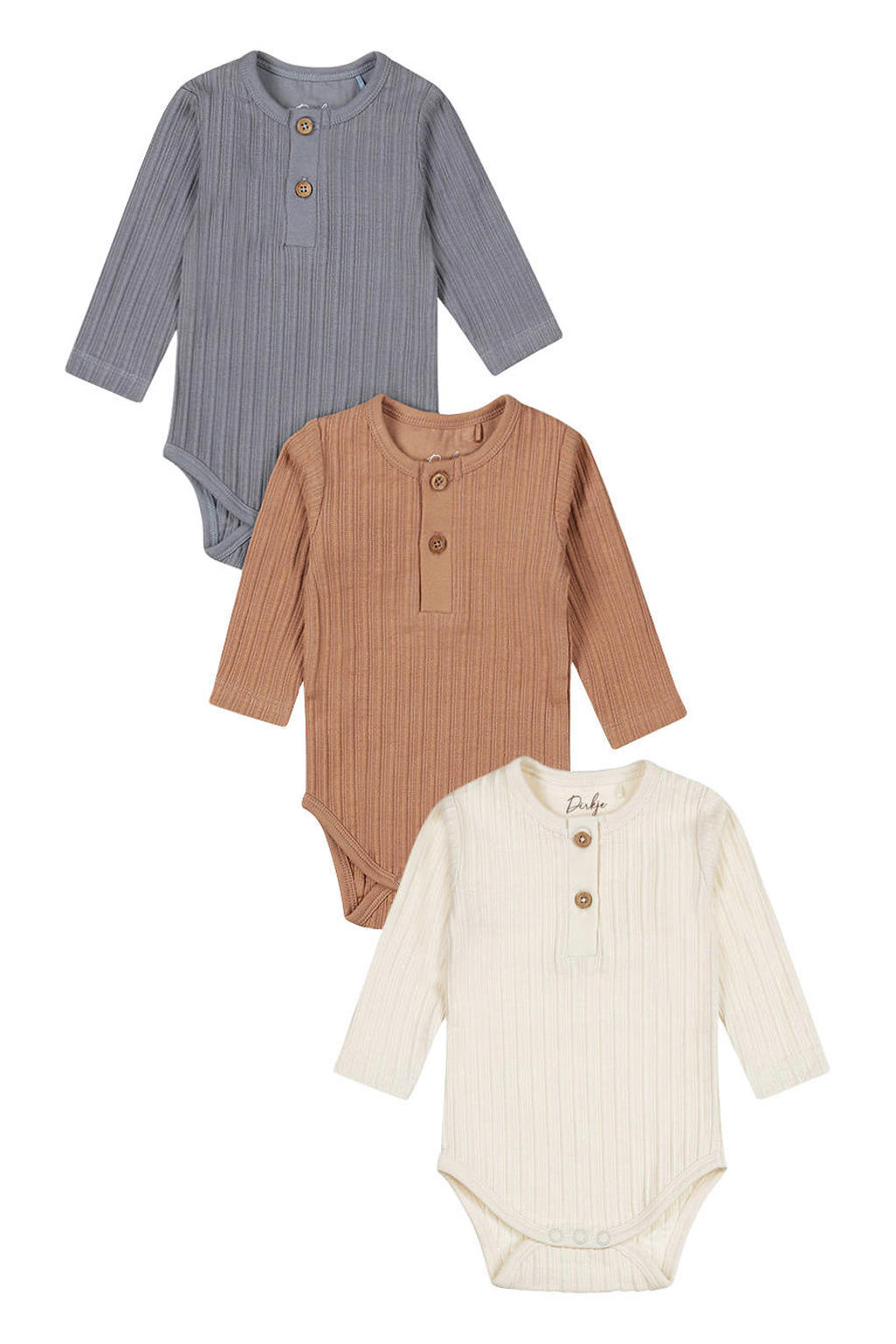 Dirkje romper - bruin/blauw/wit (set van 3)