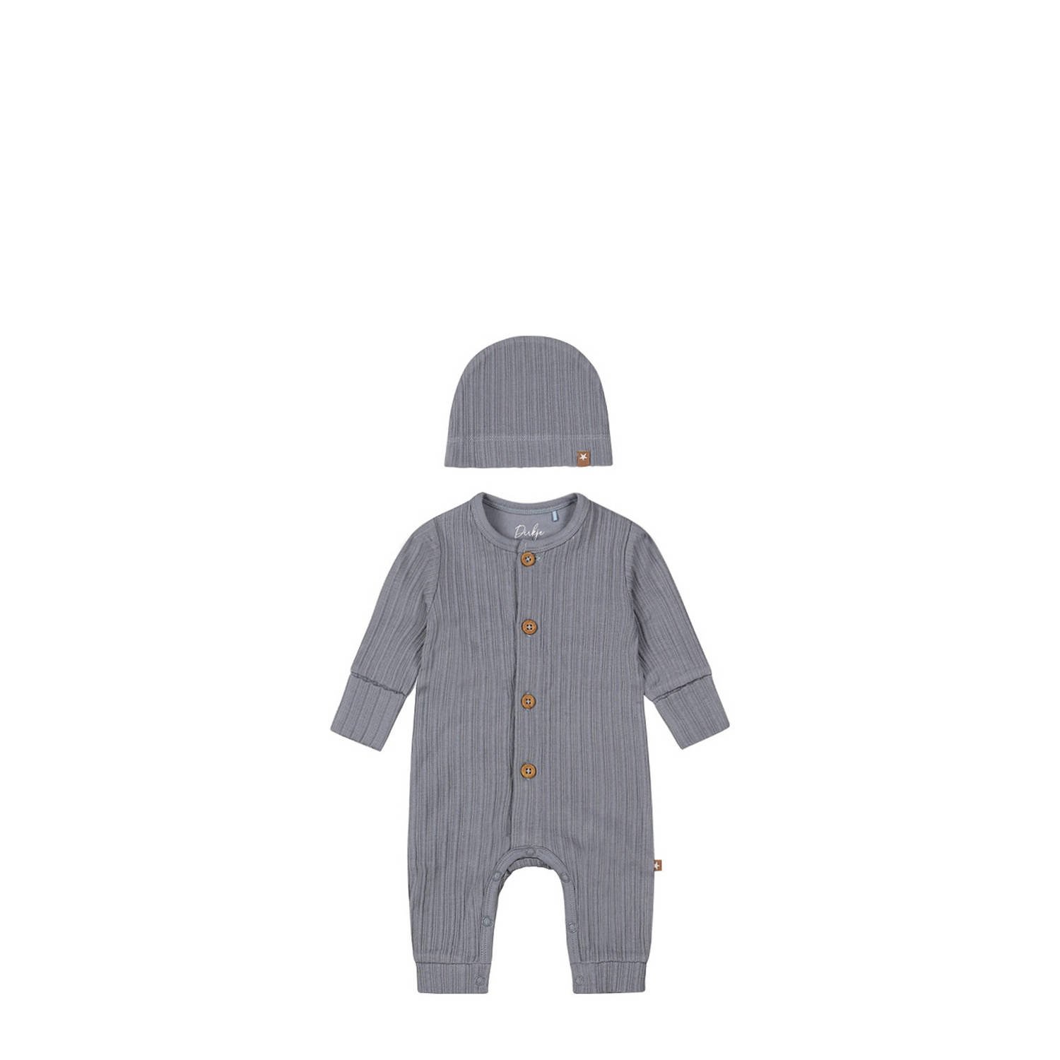 Dirkje baby boxpak blauw Jongens Stretchkatoen Ronde hals Effen 56