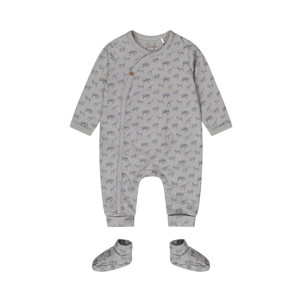 Dirkje boxpak + slofjes grijs/blauw