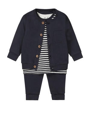 vest + longsleeve + broek blauw/wit