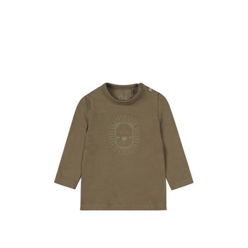 Dirkje baby longsleeve met printopdruk groenbruin afbeelding
