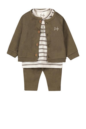 vest + longsleeve + broek groen/offwhite