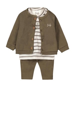 vest + longsleeve + broek groen/offwhite