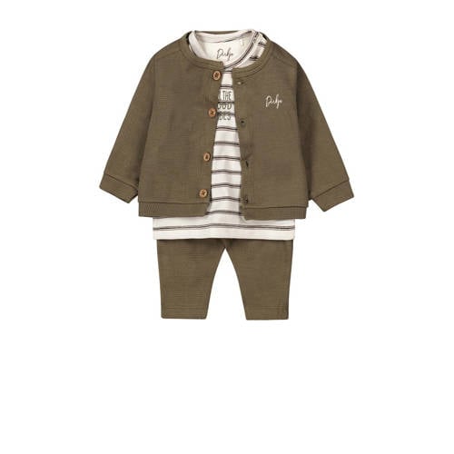 Dirkje vest + longsleeve + broek groen/offwhite afbeelding