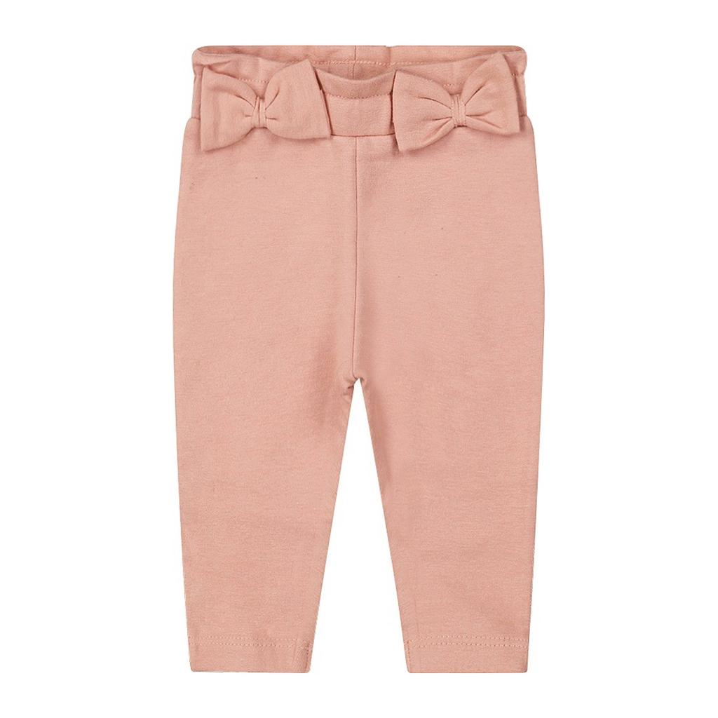 Roze meisjes Dirkje baby broek van stretchkatoen met elastische tailleband en effen