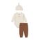 Dirkje romper + broek + muts bruin/offwhite