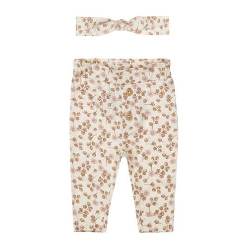 Dirkje babybroek + haarband lichtbruin/roze/ecru afbeelding
