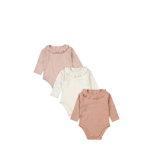 Dirkje romper - set van 3 roze/wit afbeelding