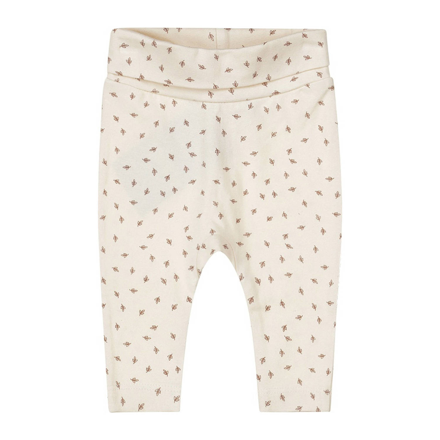 Dirkje baby broek met all over print offwhite bruin Ecru Stretchkatoen 50