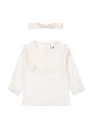 blouse + haarband beige