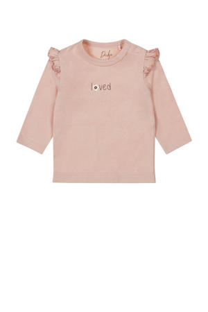 baby longsleeve met printopdruk en ruches roze