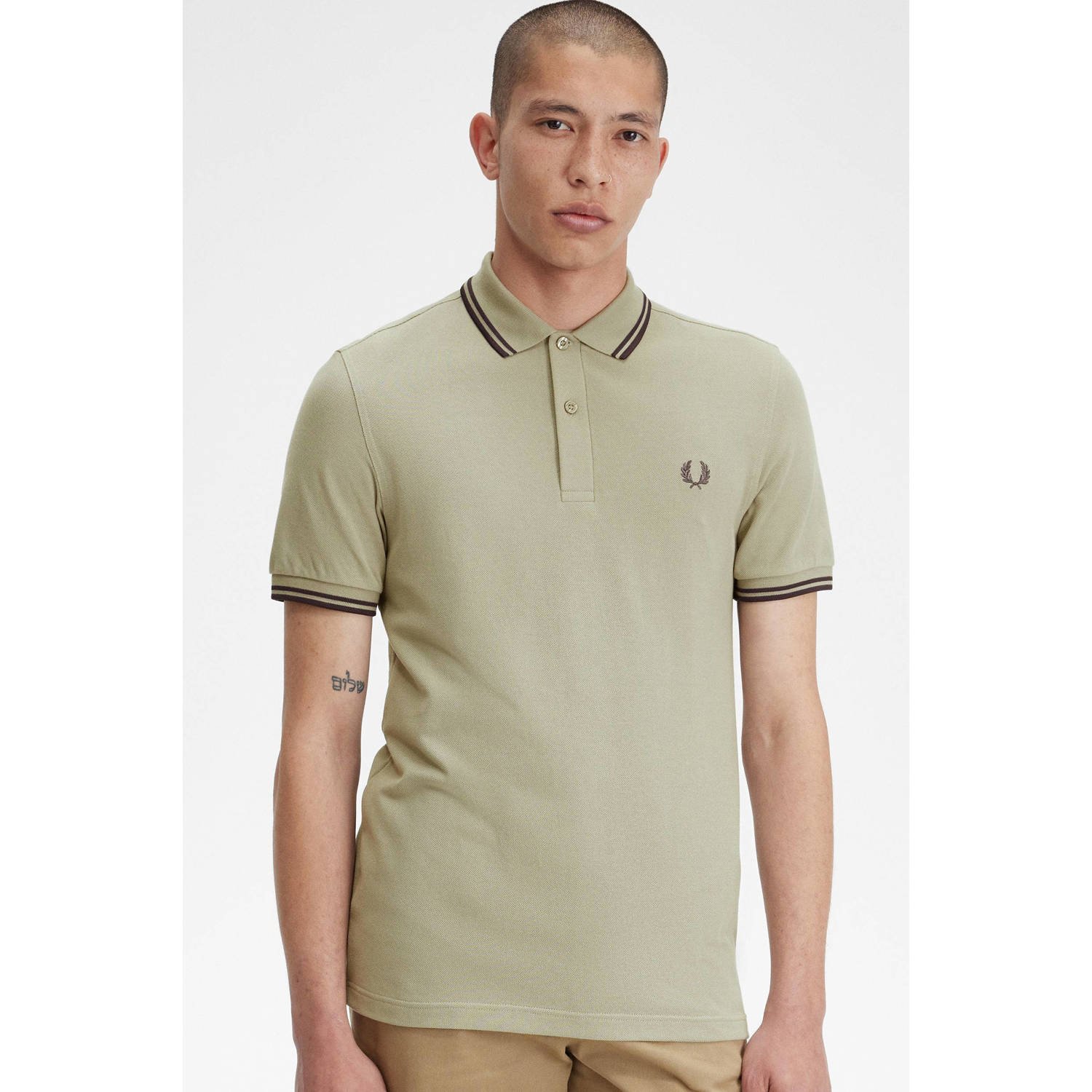 Fred Perry Twin Tipped Short Sleeve Polo Shirt Heren Brown- Heren Brown