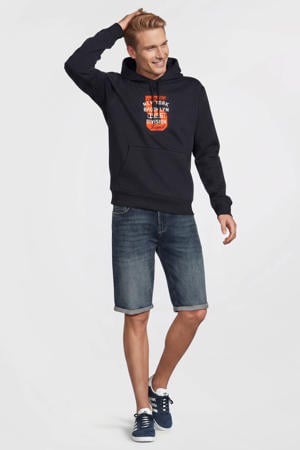 hoodie met printopdruk donkerblauw