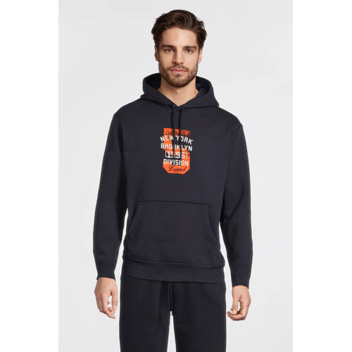 anytime hoodie met printopdruk donkerblauw afbeelding