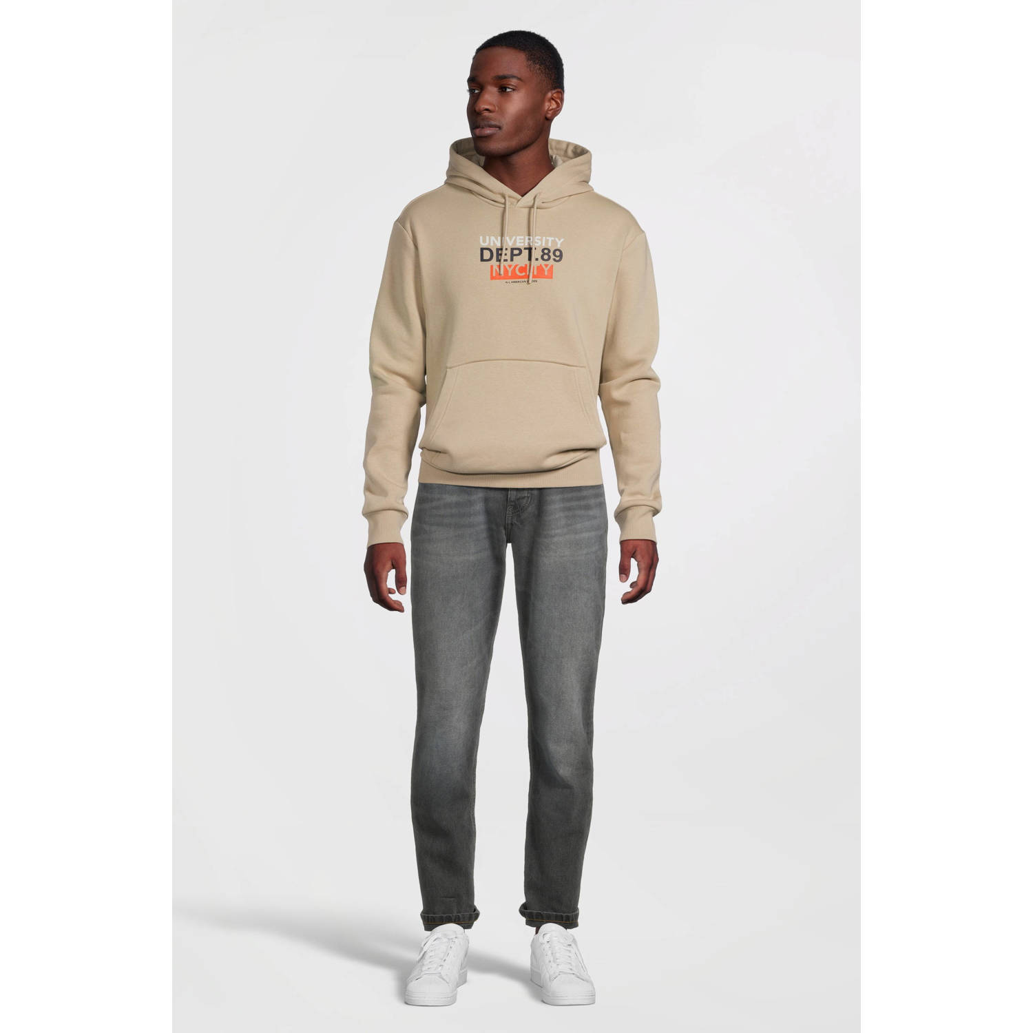 anytime Hoodie met printopdruk beige