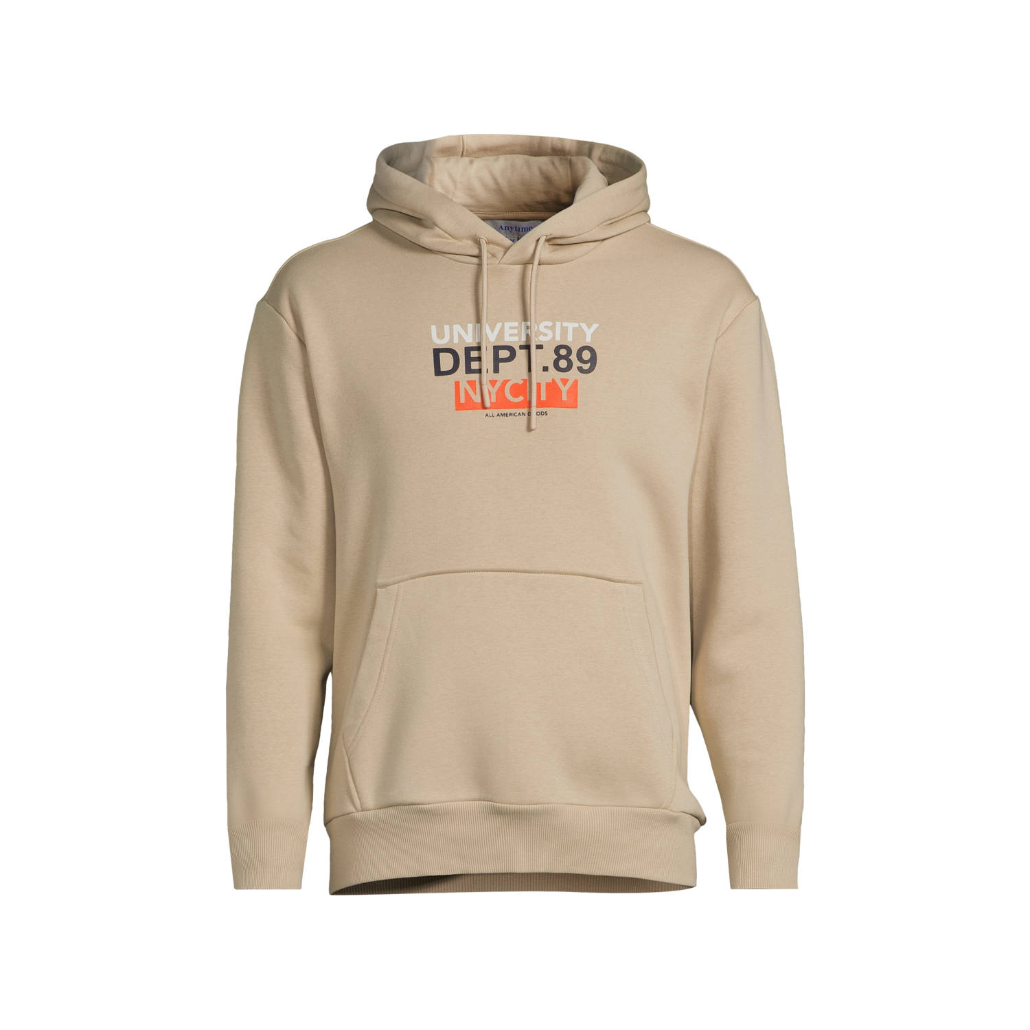 Anytime Hoodie met printopdruk beige