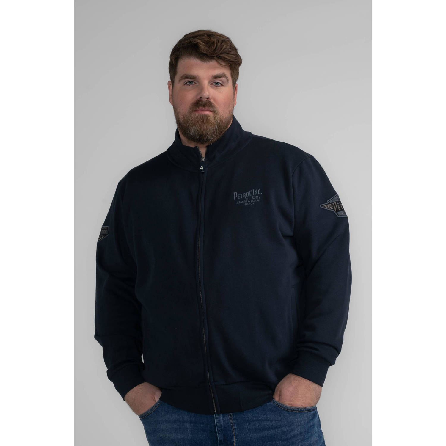 Petrol industries Plus Size sweatvest met logo sky captain