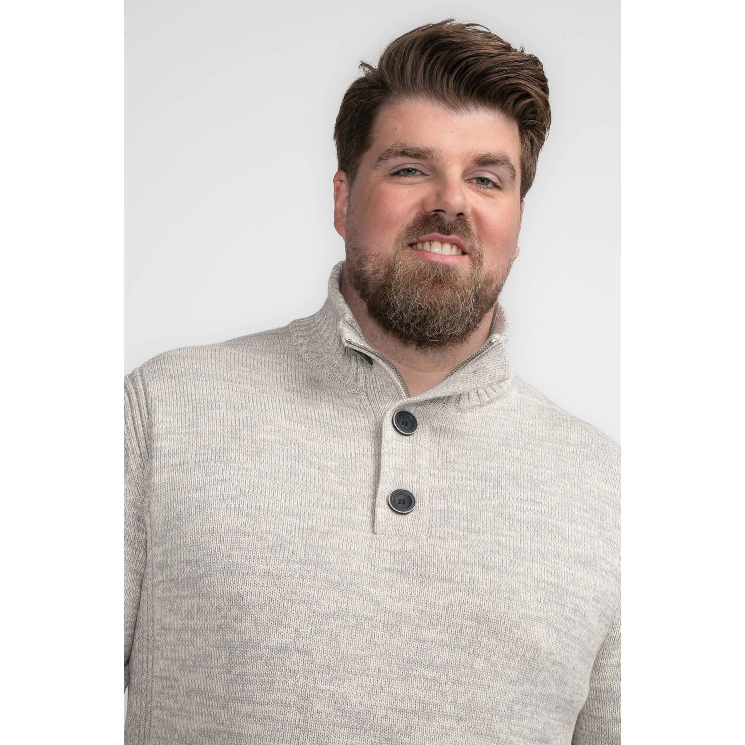 Petrol industries Plus Size gebreide trui grijs